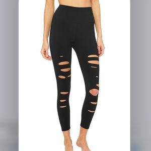 ALO Yoga Ripped Warrior Black High Waisted Legging XS